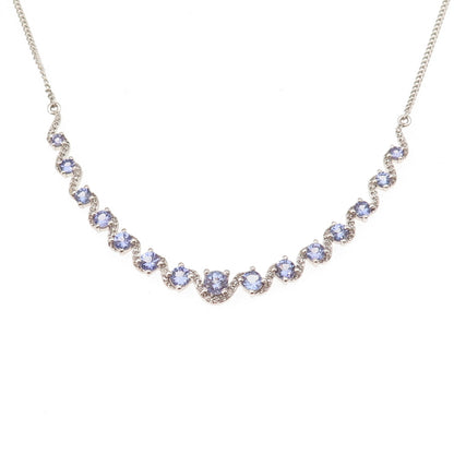 Chuck Clemency 925 Sterling Real Tanzanite & White Topaz Chain Necklace 18-20"