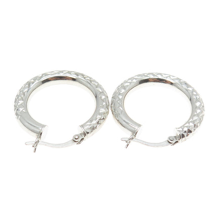 925 Sterling Silver Diamond-Cut Hoop Earrings