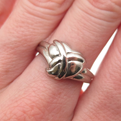 925 Sterling Silver Vintage Modernist Heart Ring Size 7.25