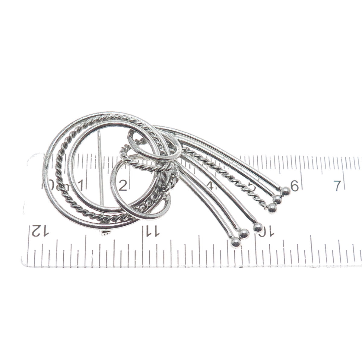 HARRY S. BICK 925 Sterling Silver Vintage Twisted Wave Oxidized Pin Brooch