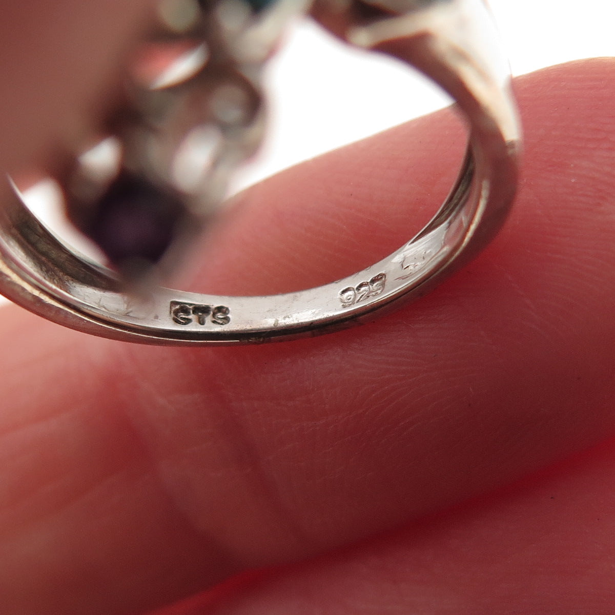Chuck Clemency 925 Sterling Silver Real Turquoise Amethyst Cross Ring Size 5.25