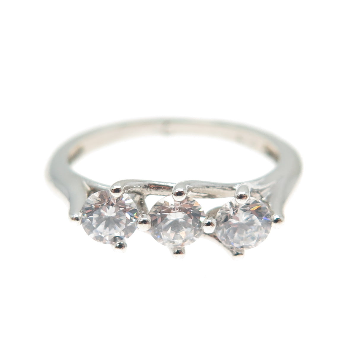 925 Sterling Silver Italy Round-Cut C Z Promise Ring Size 6.5