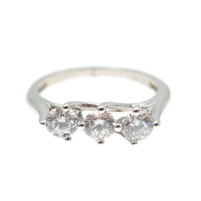 925 Sterling Silver Italy Round-Cut C Z Promise Ring Size 6.5