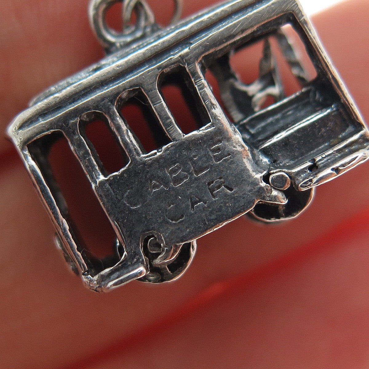 925 Sterling Silver Vintage San Francisco Cable Car Mini 3D Charm Pendant