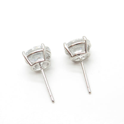925 Sterling Silver Round-Cut C Z Stud Earrings