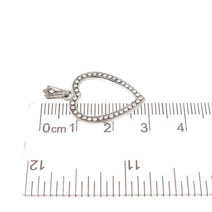 Masha 925 Sterling Silver Antique Art Deco Real Marcasite Heart Charm Pendant