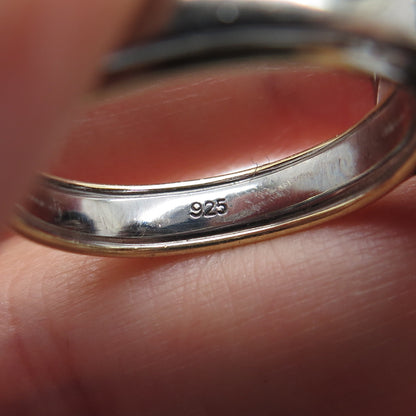 925 Sterling Silver Black Rhodium 2-Tone Real Diamond Seahorses Ring Size 7.25