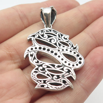 925 Sterling Silver Vintage Ornate Abstract Pendant