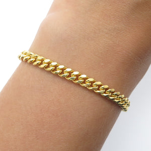 925 Sterling Silver Gold Plated Italy Cuban Link Bracelet 7.75"