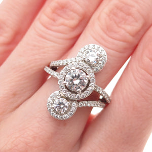 925 Sterling Silver Round-Cut C Z Sparkle Ring Size 6
