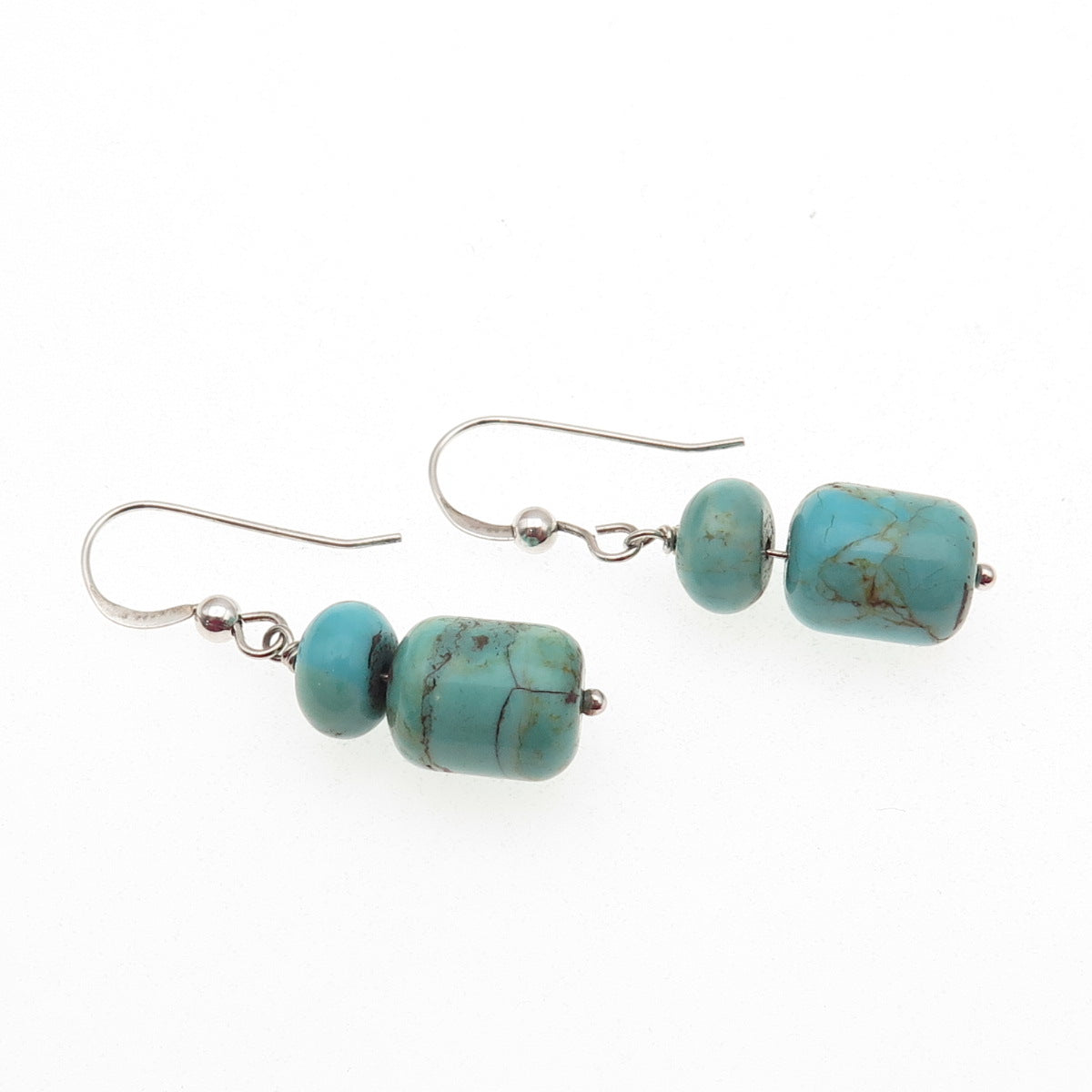 Jay King Desert Rose 925 Sterling Silver Vintage Real Turquoise Dangle Earrings