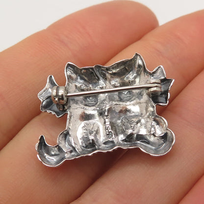 925 Sterling Silver Vintage Couple of Cats Pin Brooch