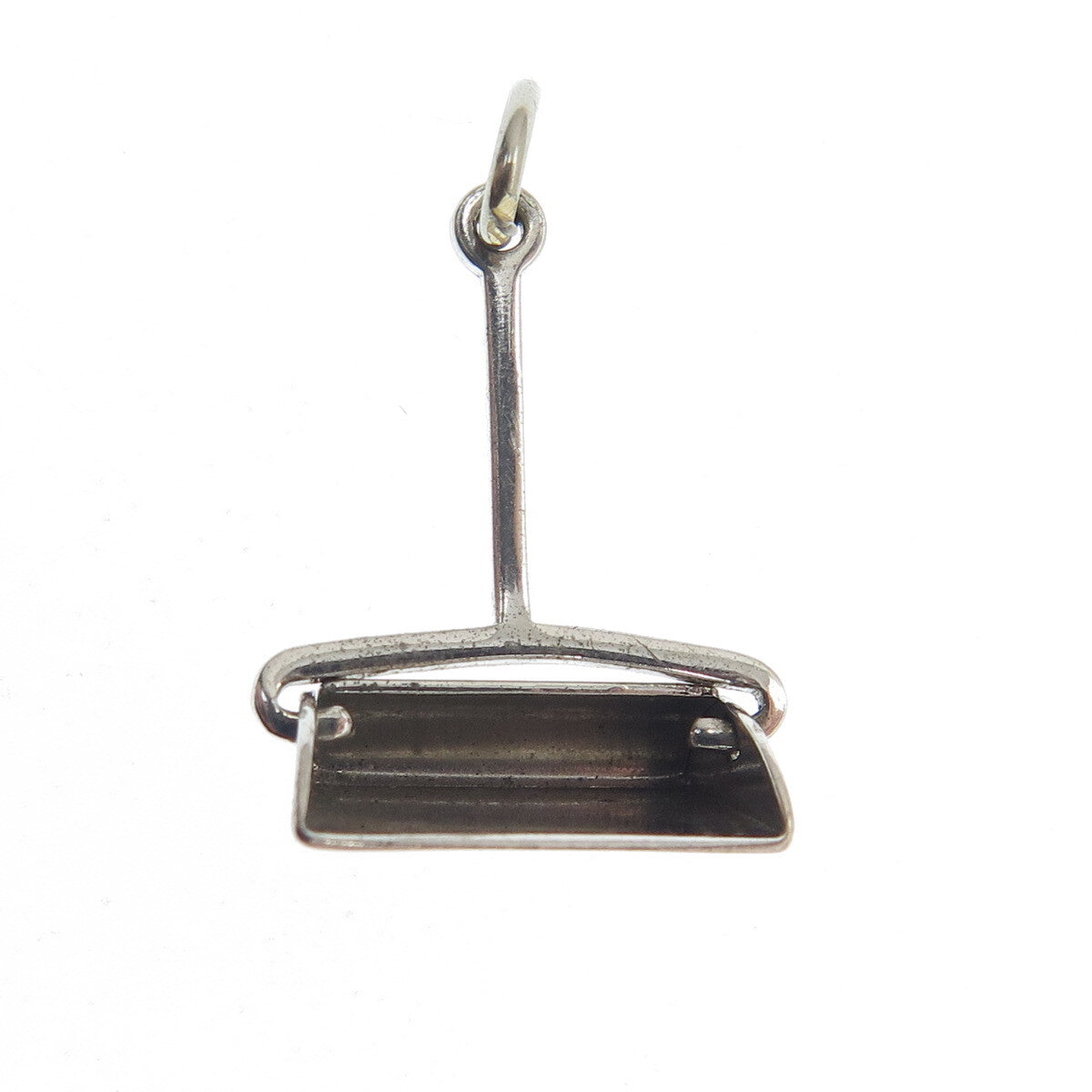 925 Sterling Silver Antique Art Deco Dust Scoop Oxidized Minimalist Pendant