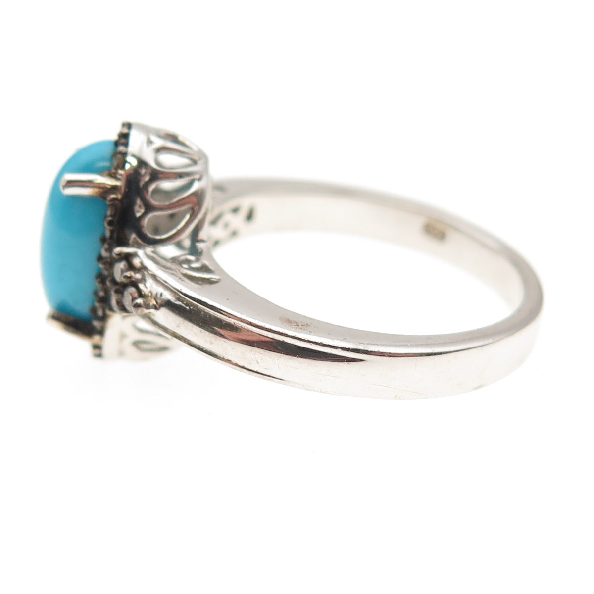 Chuck Clemency 925 Sterling Silver Real Diamond & Turquoise Ring Size 8