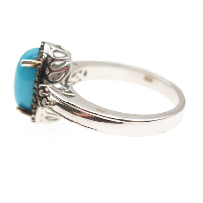 Chuck Clemency 925 Sterling Silver Real Diamond & Turquoise Ring Size 8