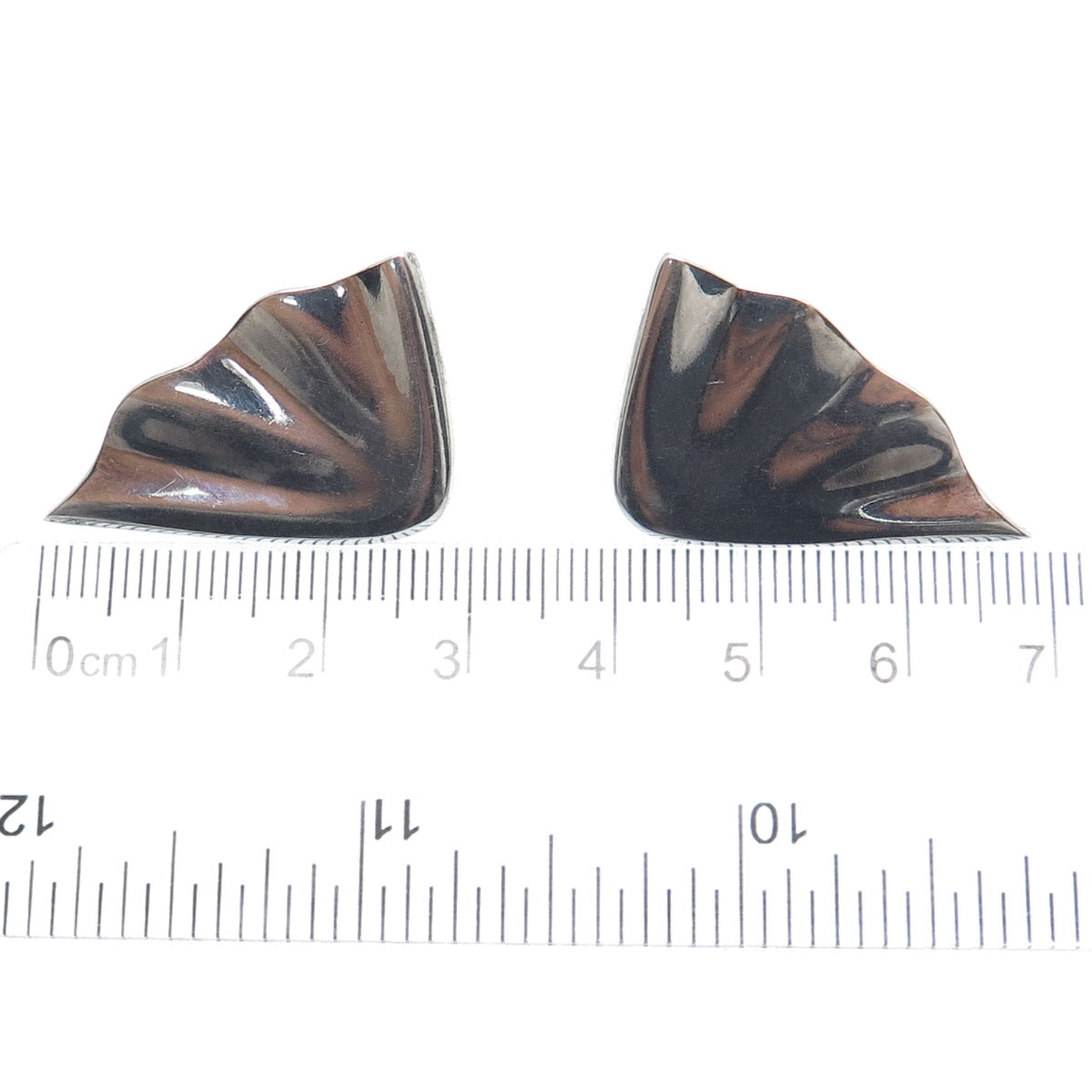 CIANI 925 Sterling Silver Vintage Modernist Wavy Clip On Earrings