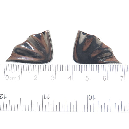 CIANI 925 Sterling Silver Vintage Modernist Wavy Clip On Earrings