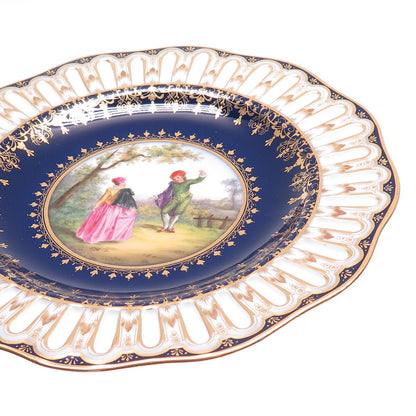 RICHARD KLEMM Antique Germany Courting Couple Hand Painted Porcelain Plate