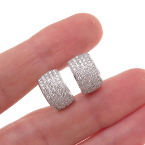 925 Sterling Silver Round-Cut C Z Hoop Earrings