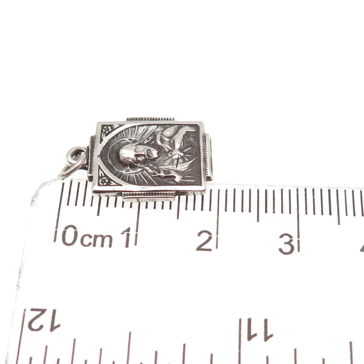 925 Sterling Silver Antique Art Deco St. Mary & Jesus Mini Charm Pendant
