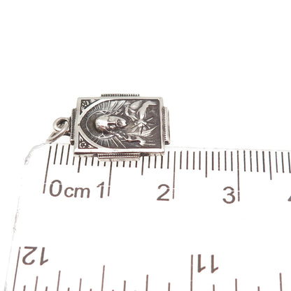 925 Sterling Silver Antique Art Deco St. Mary & Jesus Mini Charm Pendant