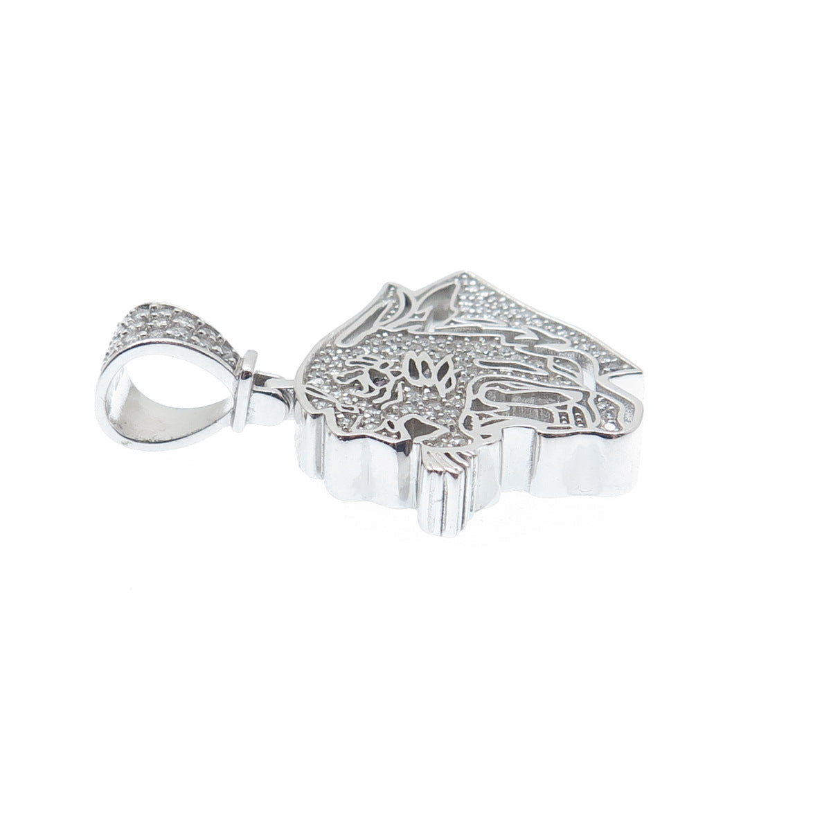 925 Sterling Silver Real Round-Cut Ruby & C Z Panther Charm Pendant
