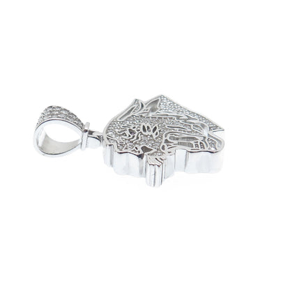 925 Sterling Silver Real Round-Cut Ruby & C Z Panther Charm Pendant