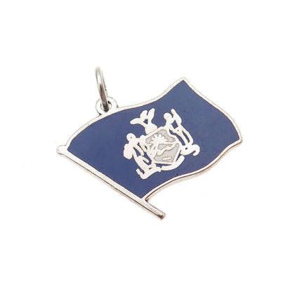 Elco 925 Sterling Silver Vintage Enamel New York State Flag Mini Charm Pendant