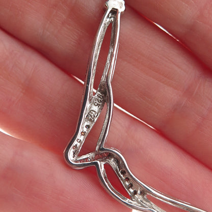 925 Sterling Silver C Z Twisted Pendant Cable Chain Necklace 18"