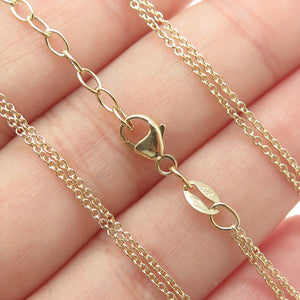925 Sterling Silver Gold Plated Double Cable Chain Necklace 16-17"