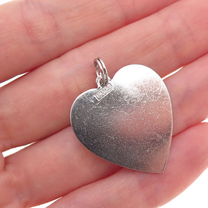 Town & Country 925 Sterling Silver Vintage Real Pearl Heart Charm Pendant