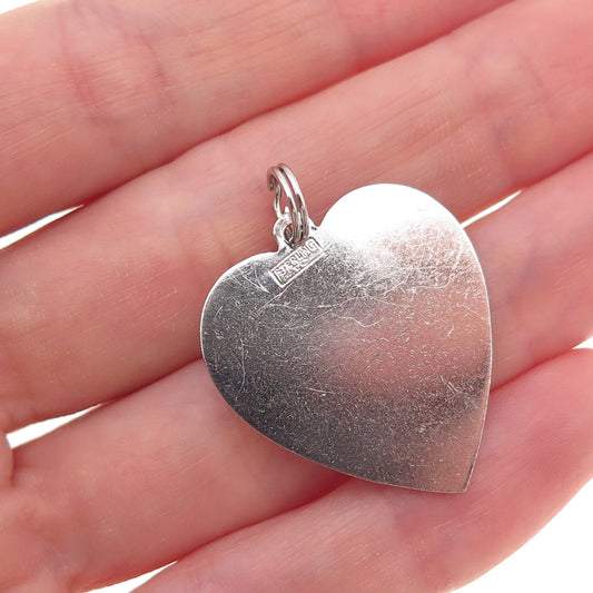 Town & Country 925 Sterling Silver Vintage Real Pearl Heart Charm Pendant