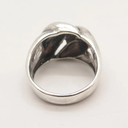 925 Sterling Silver Vintage Ribbed Ring Size 7.75
