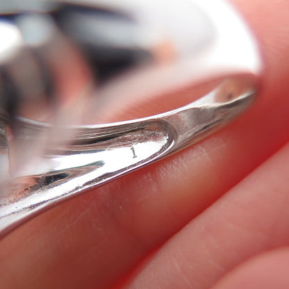 925 Sterling Silver Real Round-Cut Black Spinel Heart Dome Ring Size 8.25