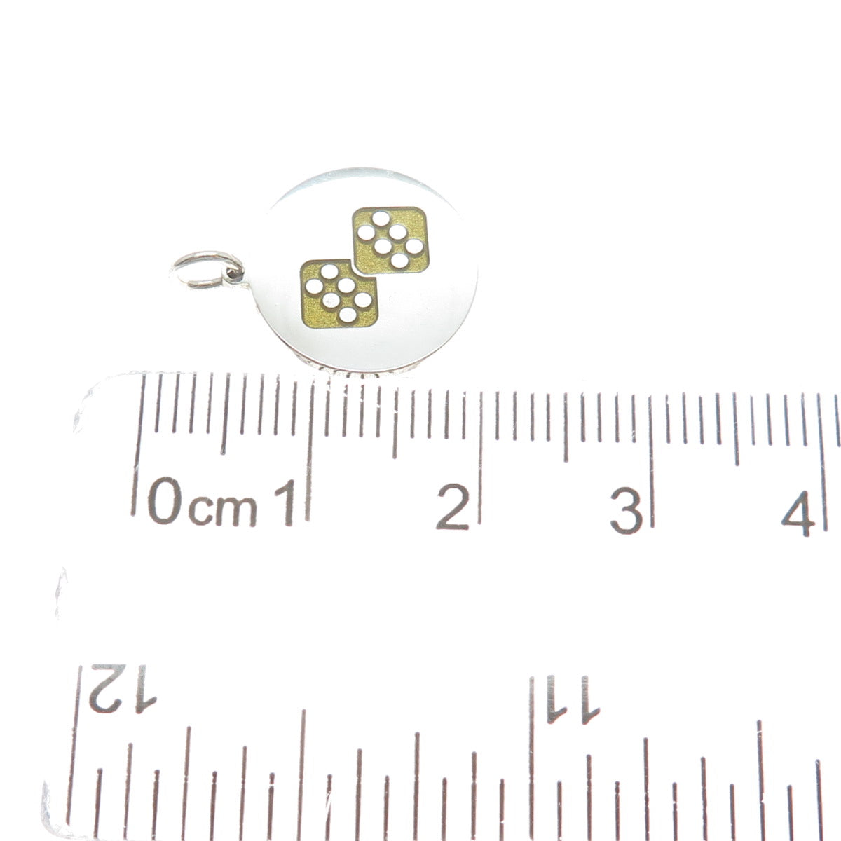 925 Sterling Silver Yellow Enamel Number 12 Lucky Dice Minimalist Charm Pendant
