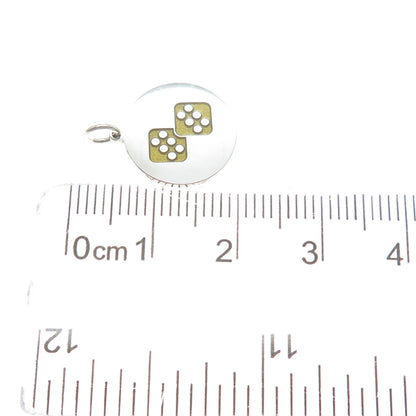 925 Sterling Silver Yellow Enamel Number 12 Lucky Dice Minimalist Charm Pendant