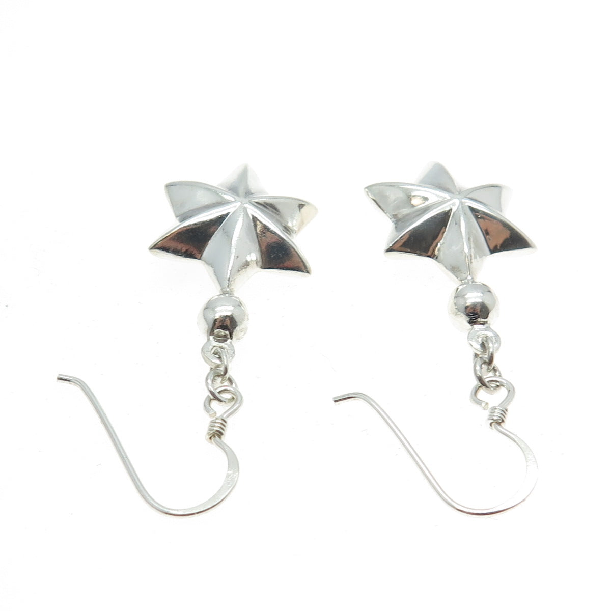 925 Sterling Silver Vintage 6-Pointed Army Star Earrings