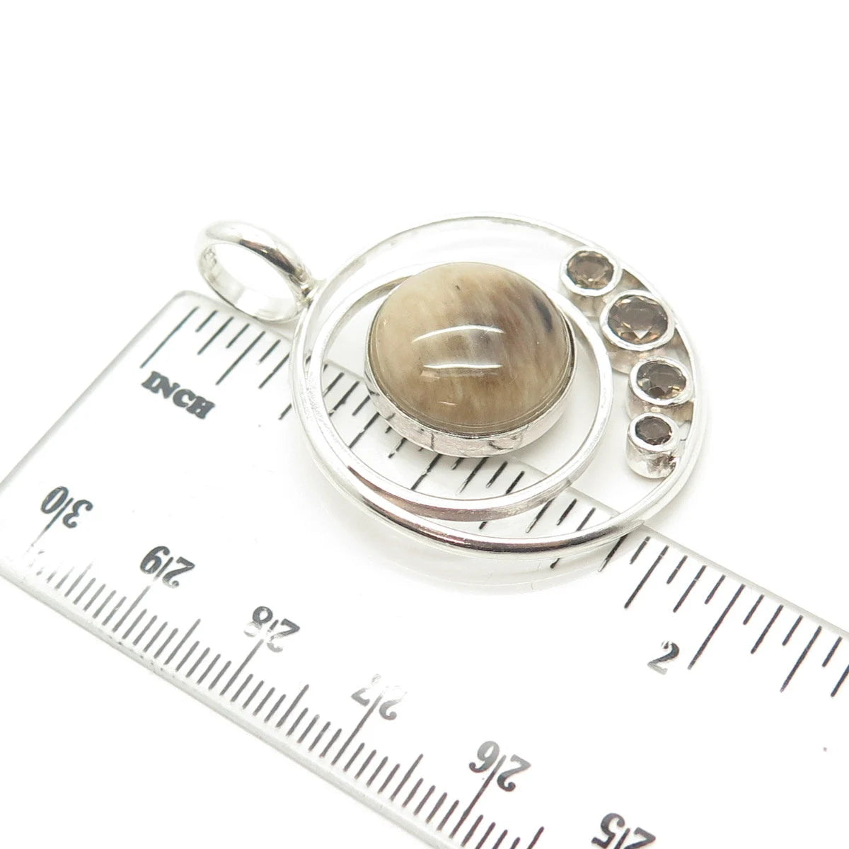 925 Sterling Silver Vintage Jay King Desert Rose Tiger Eye Smoky Quartz Pendant