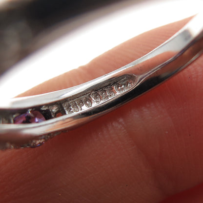 JOSEPH ESPOSITO 925 Sterling Silver Purple & White C Z Ring Size 7.25