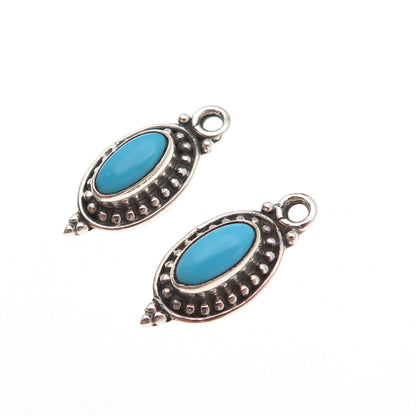 925 Sterling Silver Vintage Real Sleeping Beauty Turquoise Jacket Earrings