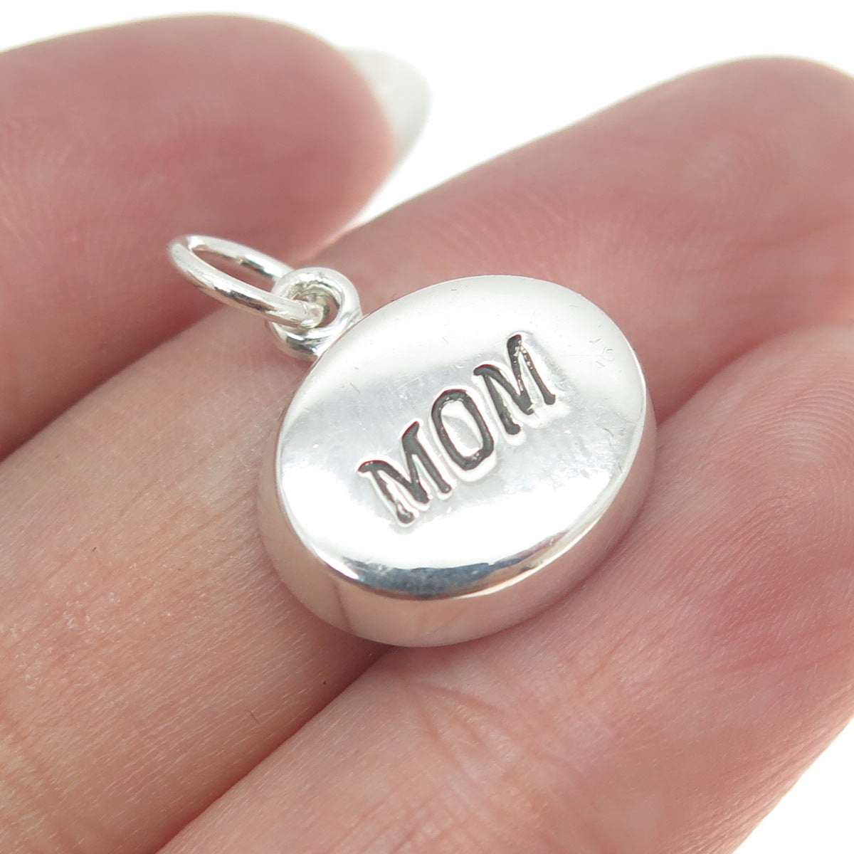 925 Sterling Silver Vintage "Mom" Tag Pendant