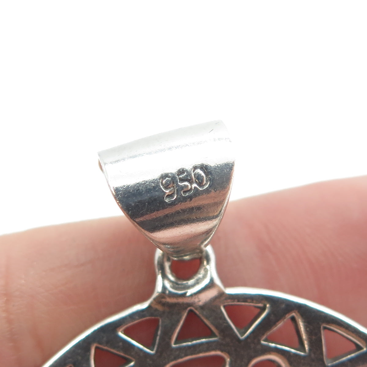 950 Silver Vintage Tribal Ornate Round Pendant