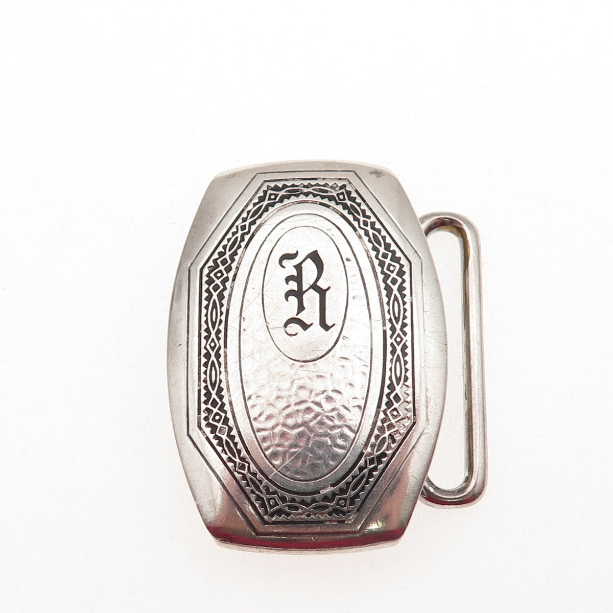 HICKOK 925 Sterling Silver Antique Art Deco Monogram Belt Buckle