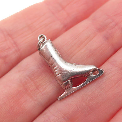 925 Sterling Silver Antique Art Deco Ice Skate 3D Mini Charm Pendant