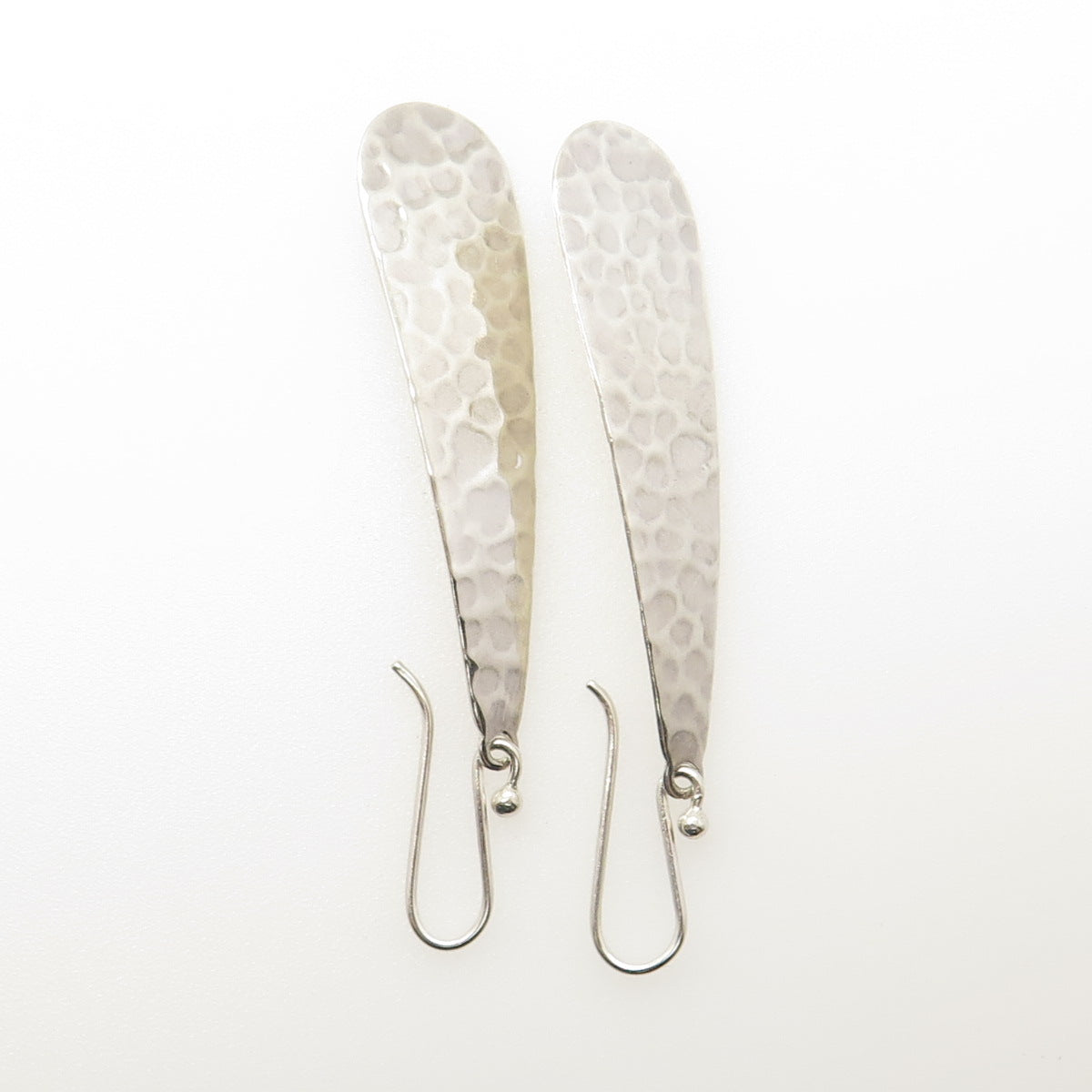 925 Sterling Silver Vintage Hammered Finish Dangling Hook Earrings