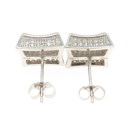 925 Sterling Silver White & Black C Z Stud Earrings