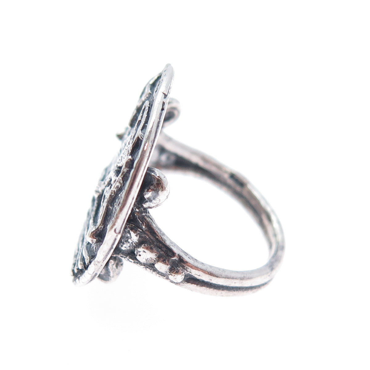 925 Sterling Silver Vintage Celestial Bodies & Ocean Oxidized Ring Size 5.25