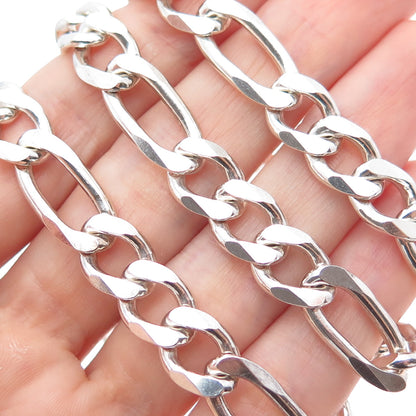 925 Sterling Silver Vintage Italy Figaro Chain Necklace 24"