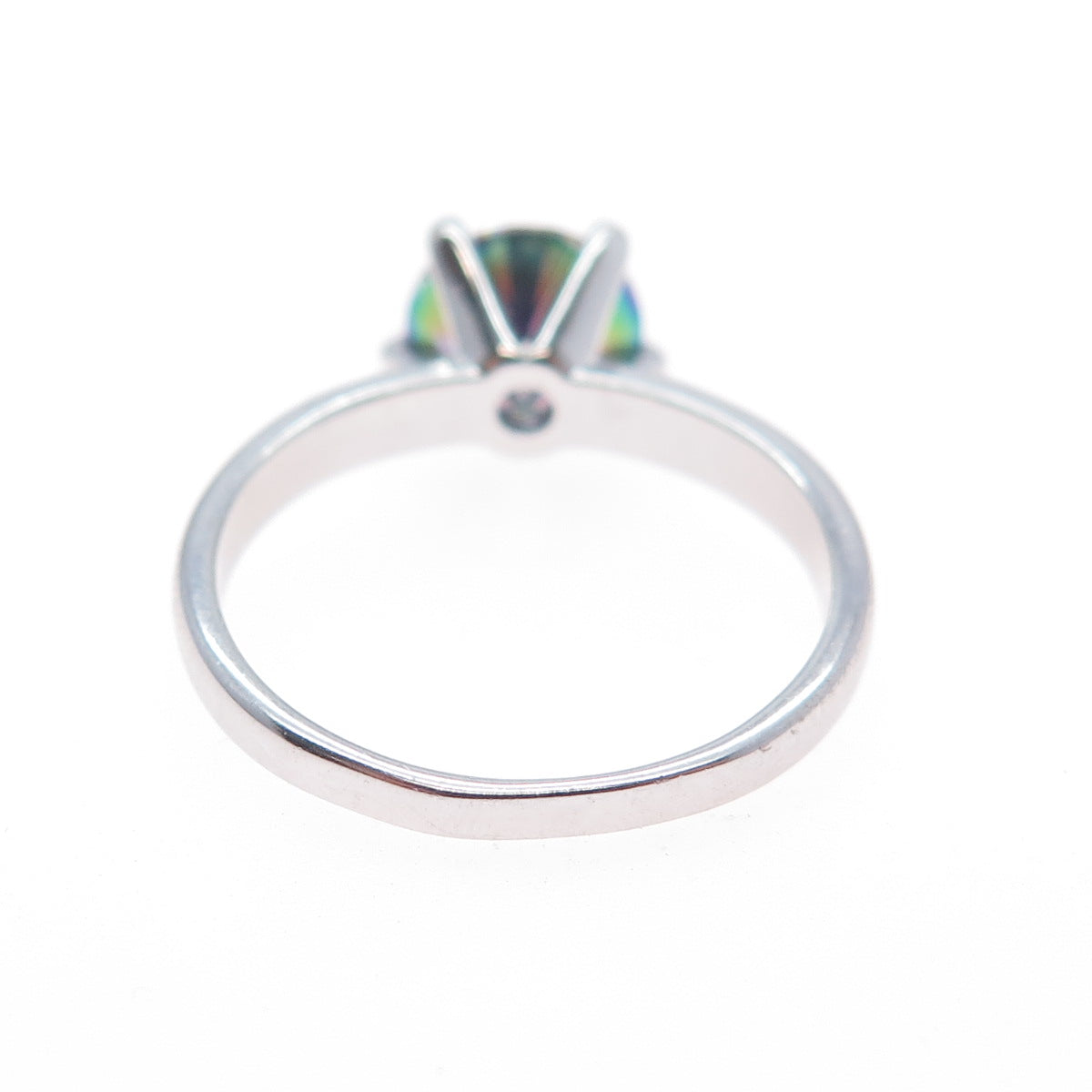 925 Sterling Silver Real Round-Cut Mystic Quartz Ring Size 7