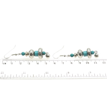 Old Pawn 925 Sterling Silver Southwestern Bisbee Turquoise Navajo Pearl Earrings